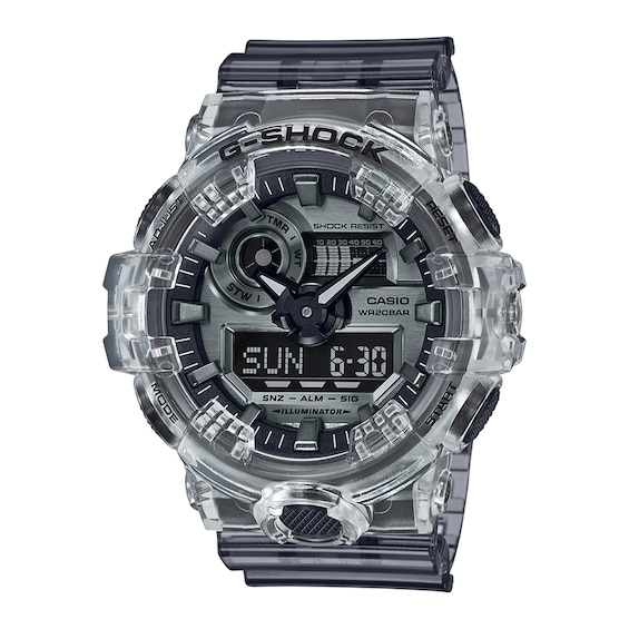 Men's Casio G-Shock Classic Clear Resin Strap Watch with Grey Dial