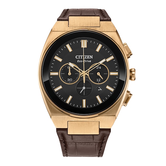Men's Citizen Axiom Watch in Rose-Tone Stainess Steel with Brown