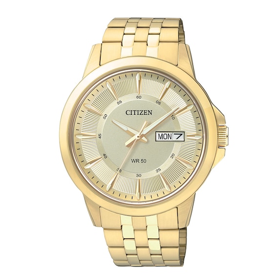 Men's Citizen Quartz Gold-Tone Watch with Champagne Dial (Model: