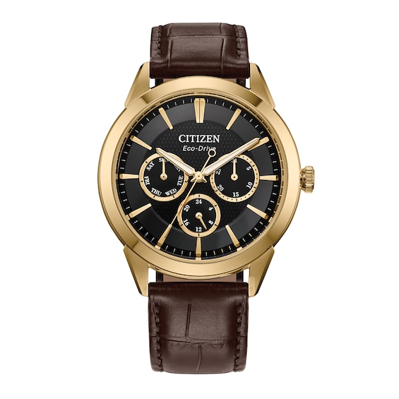 Men's Citizen Rolan Watch in Gold-Tone Stainess Steel with Brown