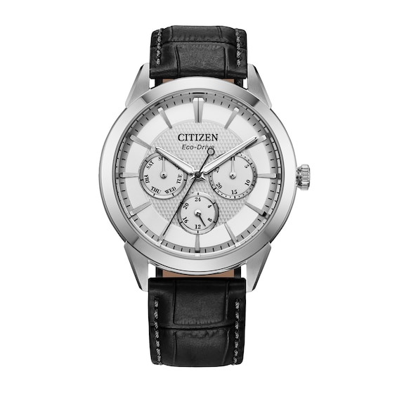 Men's Citizen Rolan Watch in Stainess Steel with Grey Leather Strap