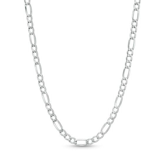 Men's Diamond-Cut 3.3mm Figaro Chain Necklace in Hollow 10K White Gold