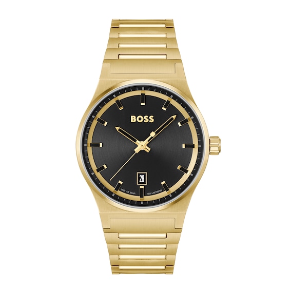 Men's Hugo Boss Candor Gold-Tone IP Watch with Black Dial (Model: