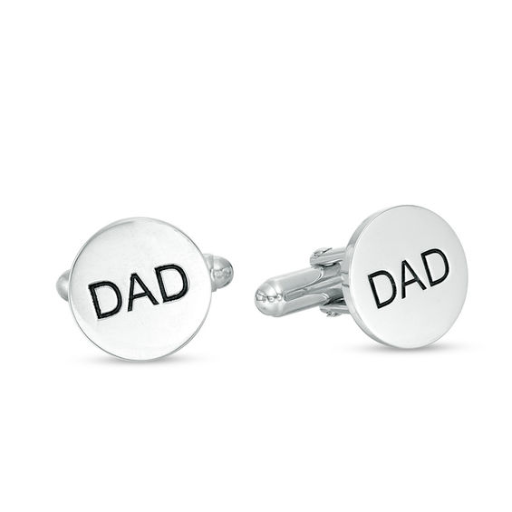 Men's Round Engravable Cuff Links in Sterling Silver (1 Line)