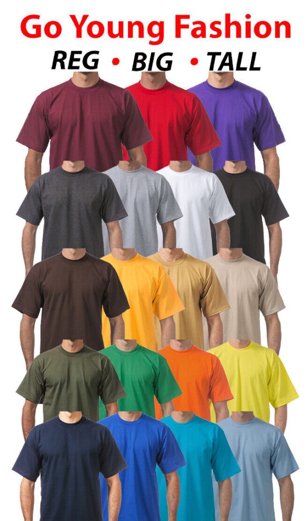 Men's Short Sleeve Tee Shirt Plain T-Shirt Heavyweight Oversize Cotton Tall Size