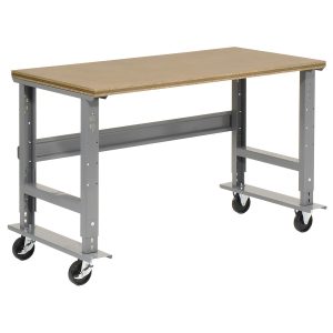 Mobile Adjustable Height C-Channel Leg Workbench Shop Top Square Edge 60"W x