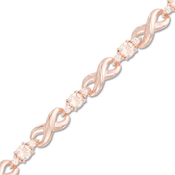Morganite and Lab-Created White Sapphire Infinity Link Bracelet in