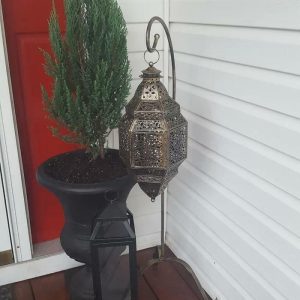 Moroccan Candle Lantern Stand Black iron Hanging Lamp 41 inch Tall Gift Decor