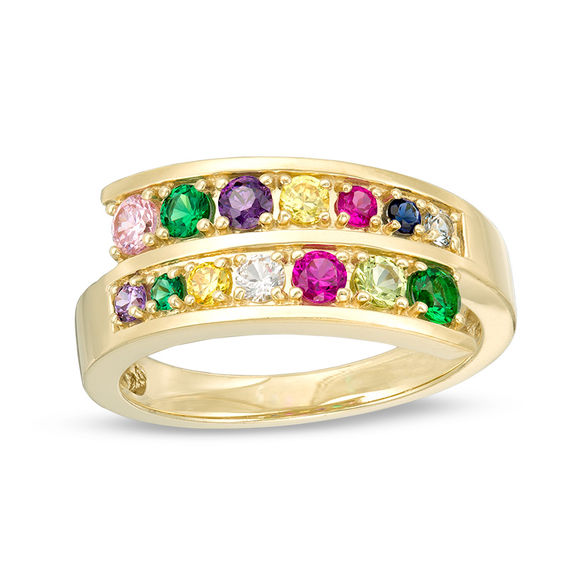 Mother's Birthstone Bypass Ring (8-14 Stones)