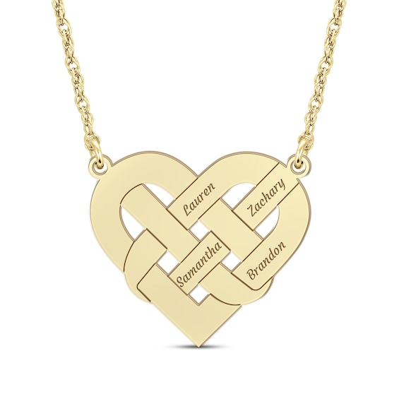 Mother's Engravable Interlocking Heart Necklace (1-6 Lines)