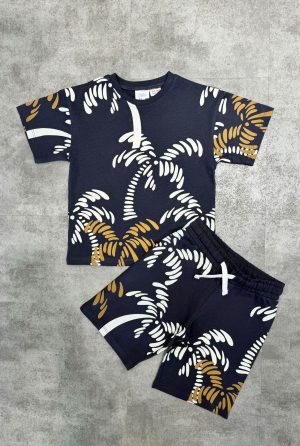 NWT Zara palm tree printed tshirt and short set for kids unisex
