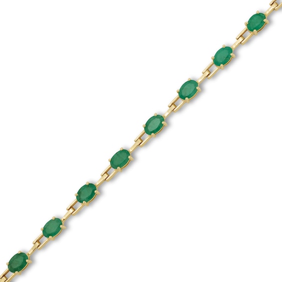 Oval Emerald Open Link Bracelet in 10K Gold - 7.25"
