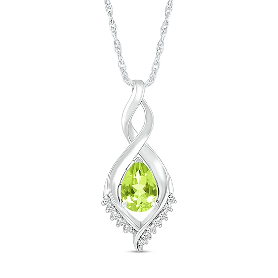 Pear-Shaped Peridot and White Lab-Created Sapphire Shadow Infinity