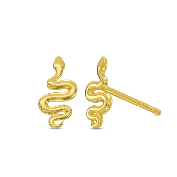 Polished Snake Stud Earrings in 10K Gold