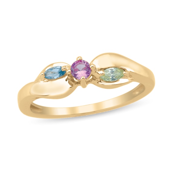 Round and Marquise-Cut Gemstone Family Ring (3 Stones)