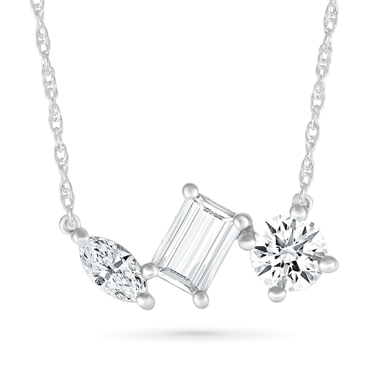 Round, Marquise and Emerald-Cut White Lab-Created Sapphire Cluster