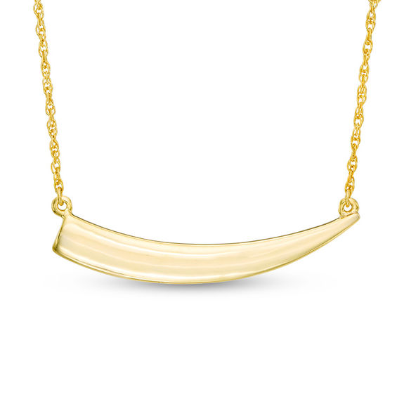 Sideways Horn Necklace in 10K Gold