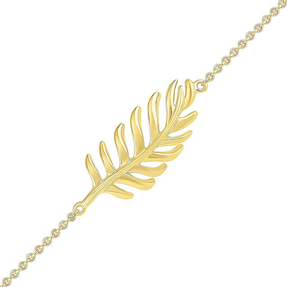 Sideways Leaf Bracelet in 10K Gold - 7.5"