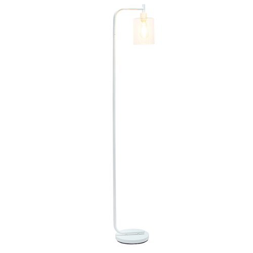 Simple Designs - Modern Iron Lantern Floor Lamp with Glass Shade - White