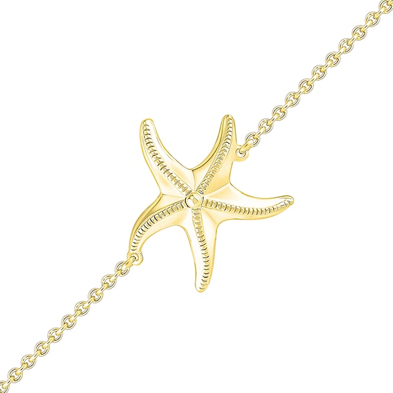 Textured Starfish Bracelet in 10K Gold - 7.5"