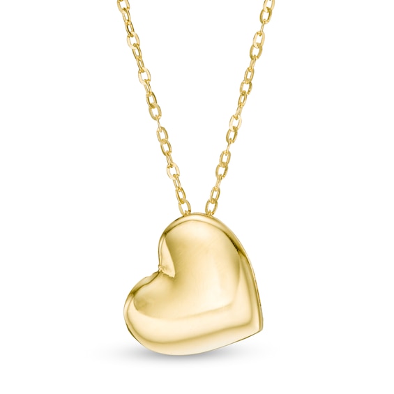 Tilted Heart Pendant in 10K Gold - 17"