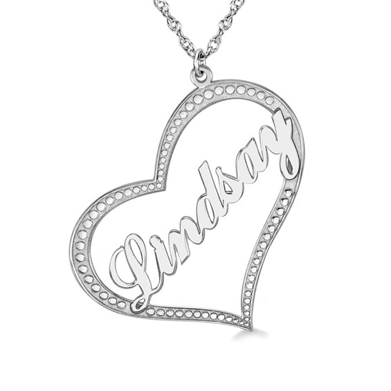 Tilted Heart with Name Pendant (1 Line)