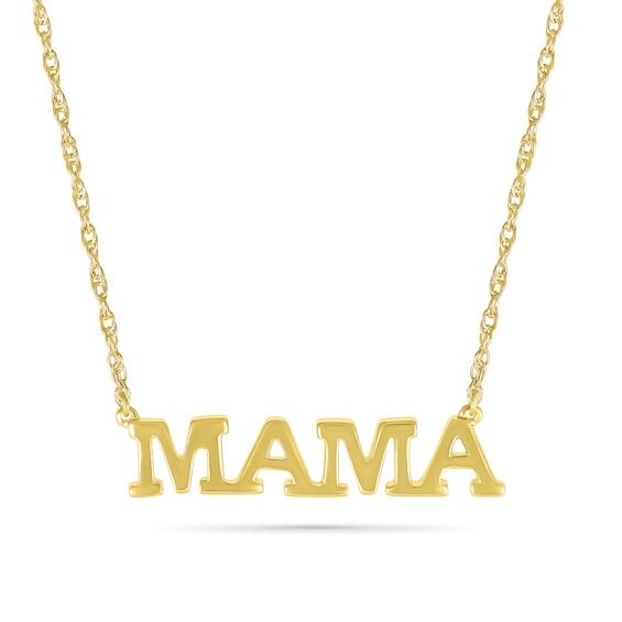 Uppercase Block "Mama" Necklace in 10K Gold - 17.25"