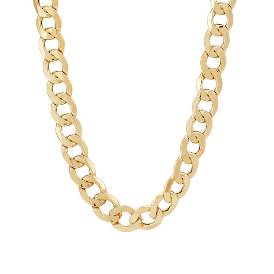 Men's 11.3mm Curb Chain Necklace in Hollow 10K Gold - 28"