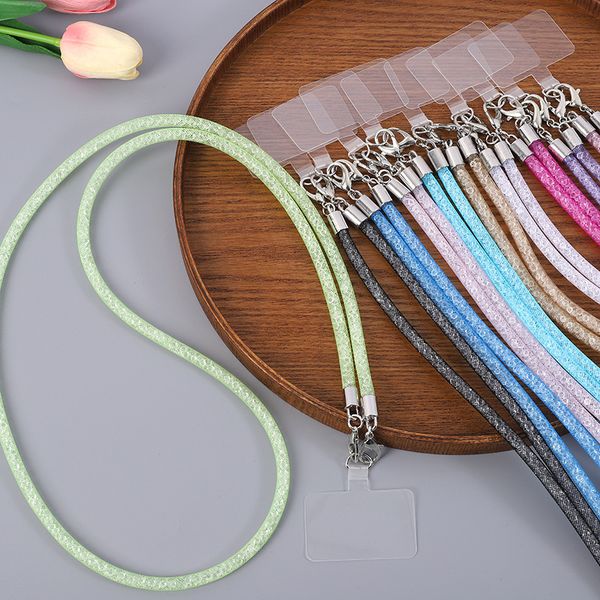 New universal mobile long mesh rope crossbody chain creative crystal lanyard phone case pendant chain  TopNetMart New universal mobile long mesh rope crossbody chain creative crystal lanyard phone case pendant chain