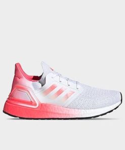 adidas Girls’ Big Kids UltraBOOST 20 Running Shoes in Footwear White/Signal Pink/Signal Pink Size: 5.0