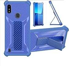 Case for ZTE Gabb Z2 Phone Case Stand Cover [with Tempered Glass Screen Protector] Hybrid Case [Folding Support Magnetic] [Frosted Anti-Fingerprint] Blue