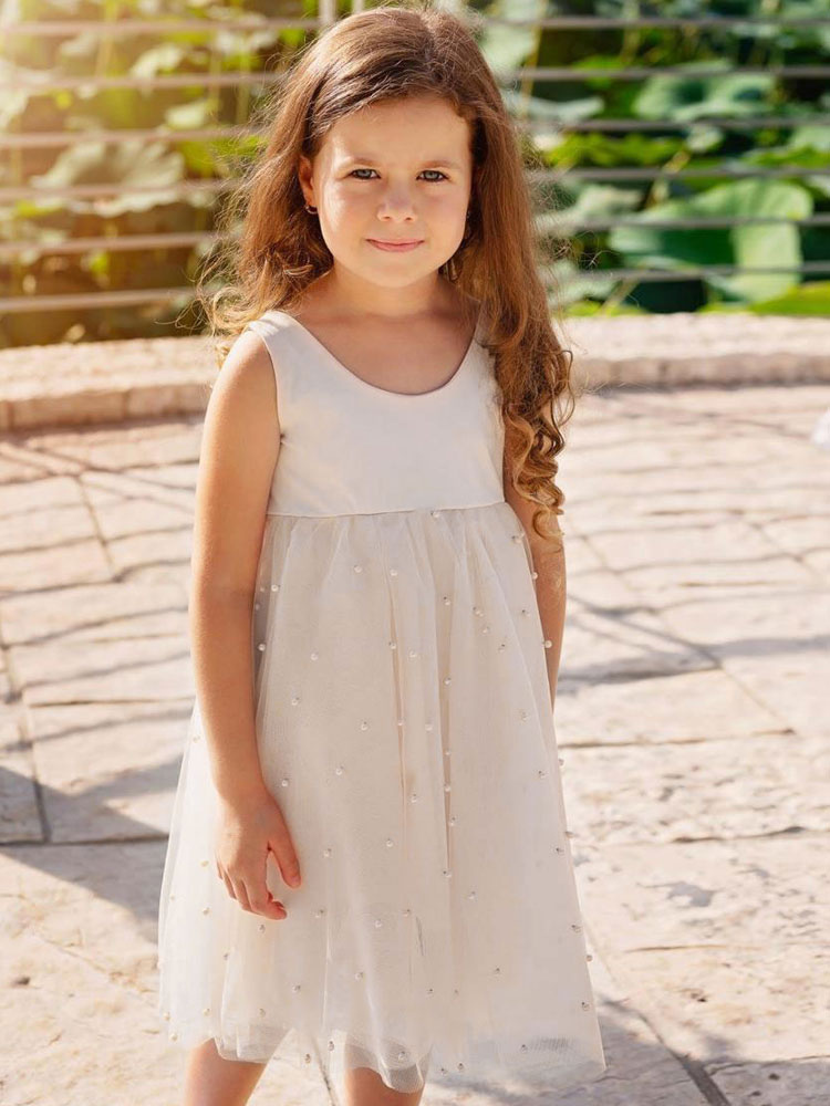 Champagne Flower Girl Dresses Jewel Neck Sleeveless Butterfly Formal Kids Pageant Dresses
