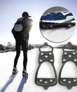 cuyhtdup Snow Traction Cleats for Shoes – 8-Stud Non-Slip Grip, Lightweight TPE & Steel Spikes, Easy On/Off, for Ice & Snow Walking, Hiking, Hunting, Fishing | Fits Men’s 5-8, Women’s 7-10 | Black