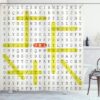 George Oliver Word Search Game Shower Curtain UML Keywords Black Yellow Orange