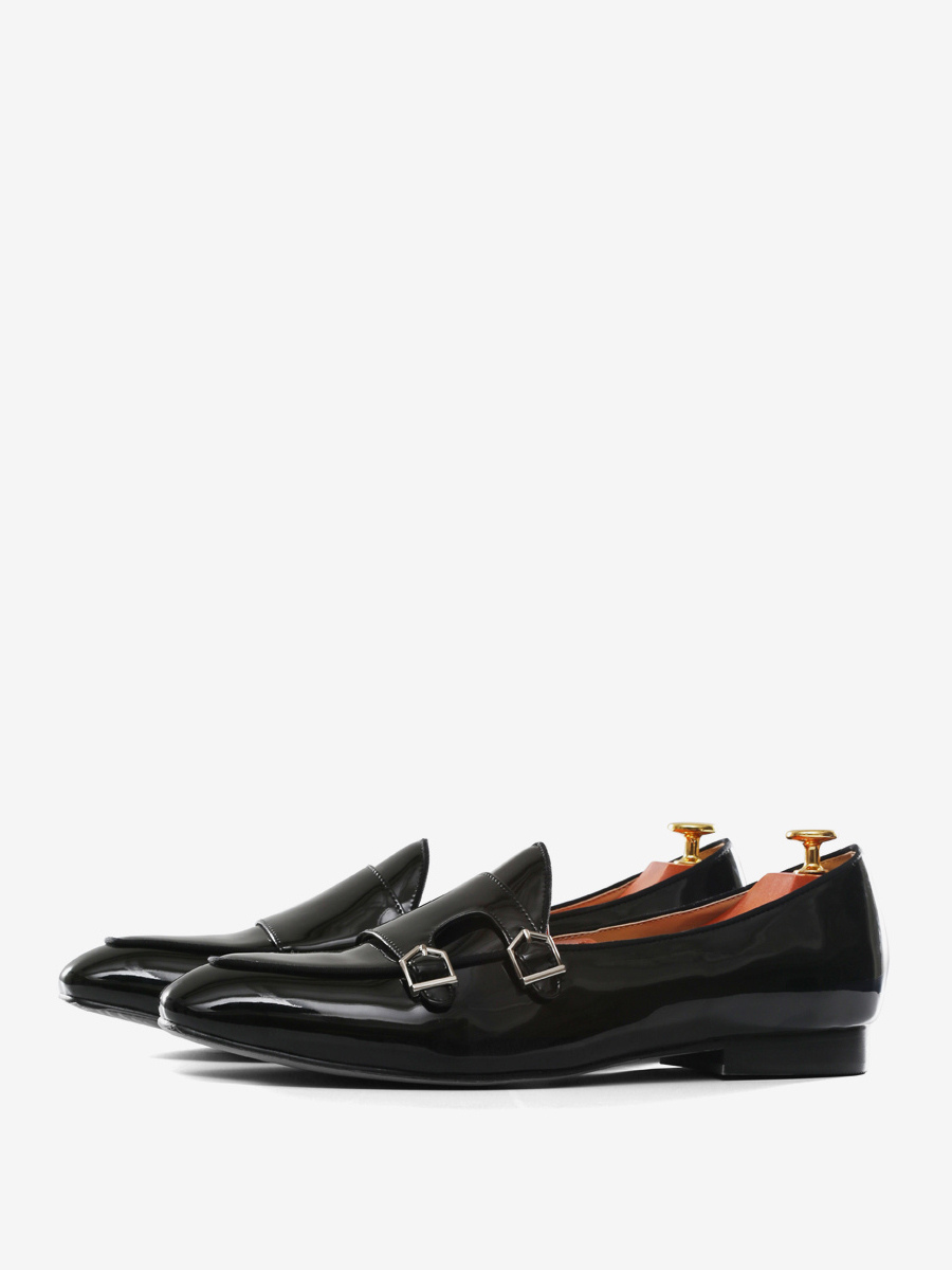 Groom Loafers Mens Black Monk Strap Dress loafers Round Toe Prom Party Wedding Shoes