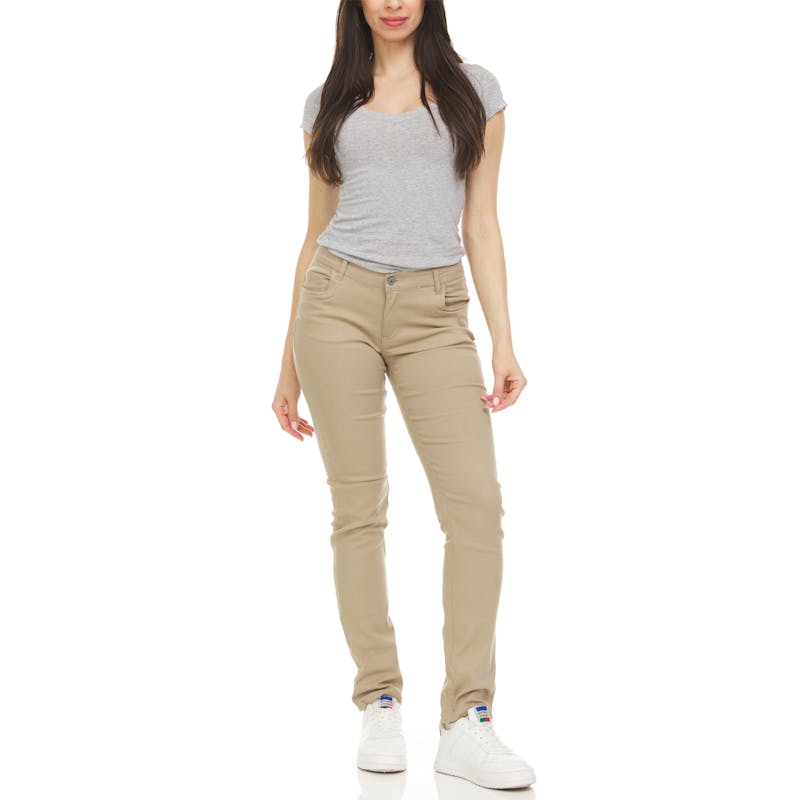 Junior Girls Super Stretch Pants  Khaki Skinny Leg Size 1314  TopNetMart Junior Girls Super Stretch Pants   Khaki Skinny Leg Size 1314