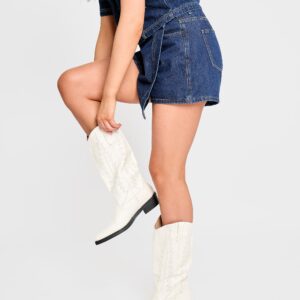 Koboi White Western Flat Cowboy Boots Koboi White Western Flat Cowboy Boots