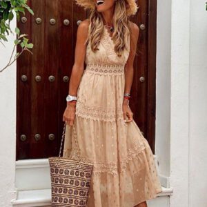Maxi Dresses Apricot Sleeveless V-Neck Floor Length Summer Dress Boho Dress Maxi Dresses Apricot Sleeveless V-Neck Floor Length Summer Dress Boho Dress