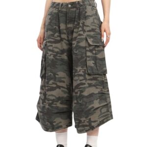 Mens Camo Cargo Shorts Y2k Baggy Long Jorts Hip Hop Bermuda Jeans Short Camouflage Shorts for Women Amry Green Medium Mens Camo Cargo Shorts Y2k Baggy Long Jorts Hip Hop Bermuda Jeans Short Camouflage Shorts for Women Amry Green Medium
