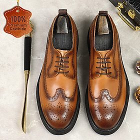 Men’s Full Brogue Derby Shoes Cognac Brown Premium Leather Dress Shoes Men’s Full Brogue Derby Shoes Cognac Brown Premium Leather Dress Shoes