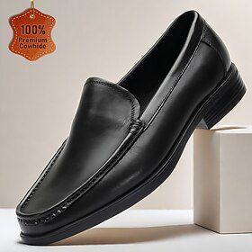 Men’s Premium Cowhide Leather Loafers – Classic Black Slip-On Dress Shoes for Business and Formal Wear Men’s Premium Cowhide Leather Loafers – Classic Black Slip-On Dress Shoes for Business and Formal Wear