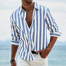 Men’s Shirt Linen Shirt Summer Shirt Beach Shirt Cotton Linen Shirt Striped Shirts Striped Vacation Hawaiian Yellow Red Blue Green Long Sleeve Turndown Spring Men’s Shirt Linen Shirt Summer Shirt Beach Shirt Cotton Linen Shirt Striped Shirts Striped Vacation Hawaiian Yellow Red Blue Green Long Sleeve Turndown Spring