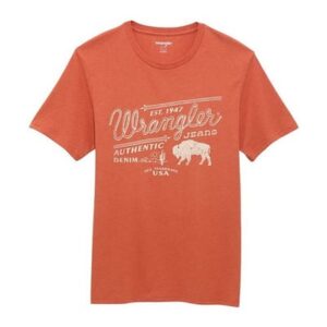 Men’s Wrangler Buffalo Jeans Graphic T-Shirt XLarge Orange Men’s Wrangler Buffalo Jeans Graphic T-Shirt XLarge Orange
