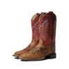 Old West Kids Boots Red (Toddler/Little Kid) (Brunt Brown Foot/Cloudy Red Shaft) Boy’s Shoes