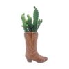 ONLINE 7.25″ Artificial Cactus Succulent in Brown Ceramic Cowboy Boot Planter