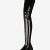 Over The Knee Boots Black Pointed Toe Bright Leather Front Zip Up Winter Boots Women Thigh High Boots