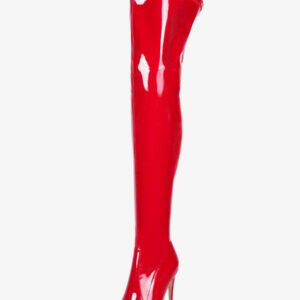 Over The Knee Boots Leather Black Pointed Toe Stiletto Heel Bright Leather Thigh High Boots Over The Knee Boots Leather Black Pointed Toe Stiletto Heel Bright Leather Thigh High Boots