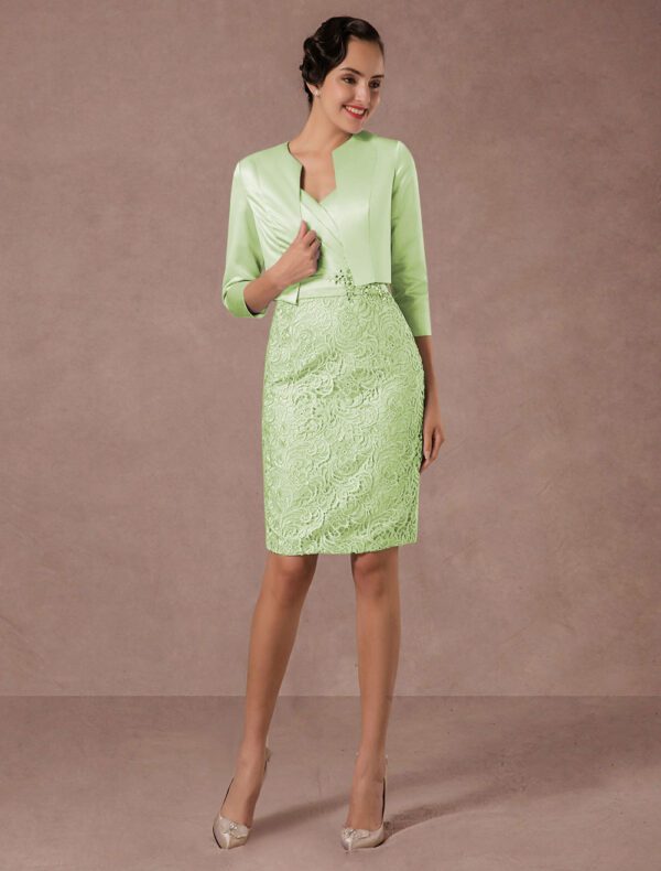 Party Dress Suits Lace Illusion Cocktail Dress Wedding Party Suits With Long Sleeves Jacket Wedding Guest Dress Free Customization