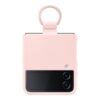 SAMSUNG Galaxy Z Flip 4 Silicone Cover with Ring, Protective Phone Case with Finger Loop, Matte Finish, Bold Style, Handheld Design, US Version, Pink