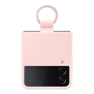 SAMSUNG Galaxy Z Flip 4 Silicone Cover with Ring, Protective Phone Case with Finger Loop, Matte Finish, Bold Style, Handheld Design, US Version, Pink